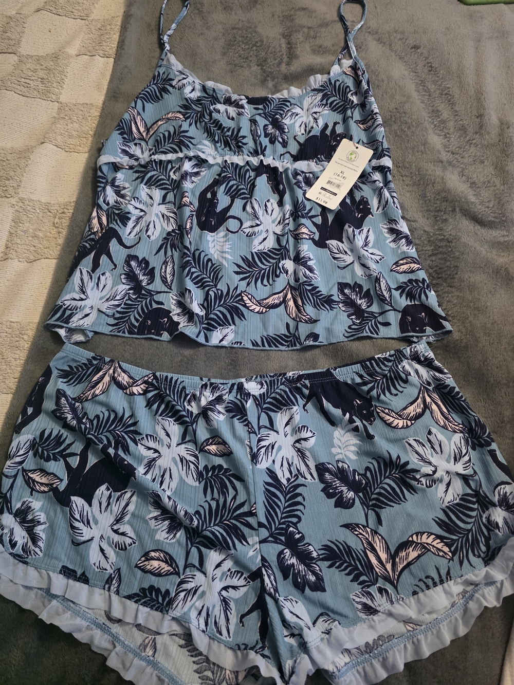 Secret Treasures Light Blue Floral Cami & Short Pajama Set